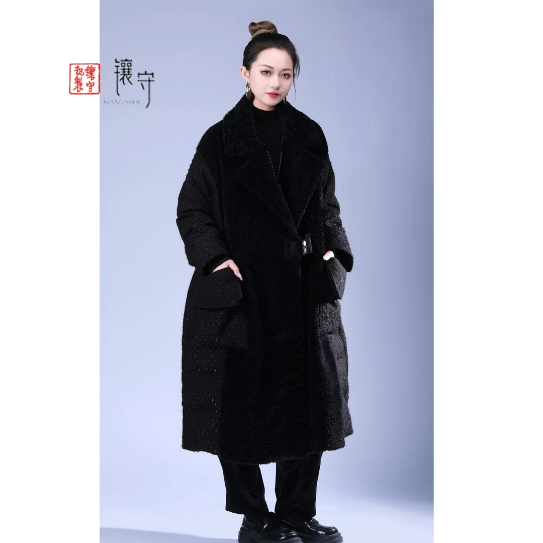 【镶守·楷乐】冬季时尚刺绣气质洋气设计百搭白鹅绒服保暖LT307黑