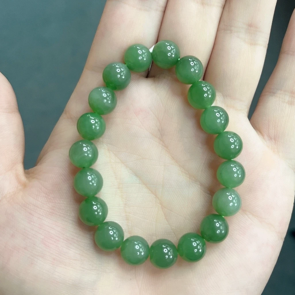 【十一臻选】天然和田玉碧玉手串约卡9-10mm气质百搭款xw