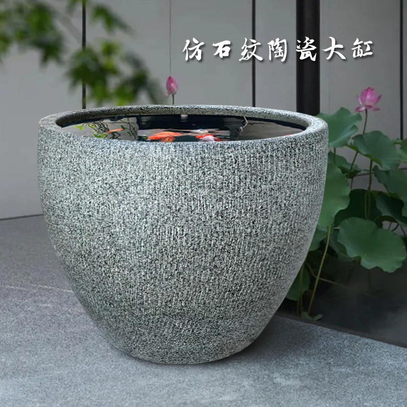 景德镇陶瓷老式民间大水缸阳台户外庭院睡莲荷花缸古法缸