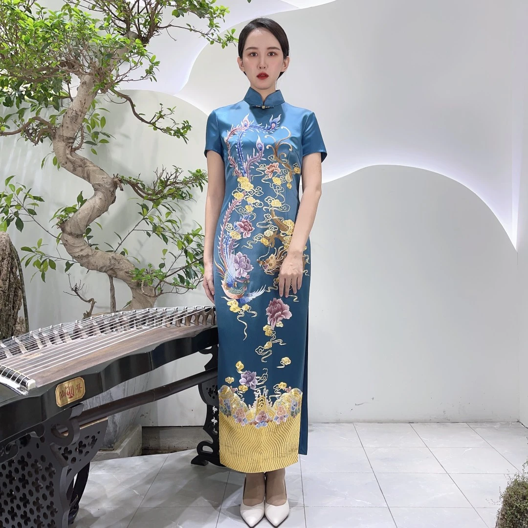 懿菲 龙鸣凤啼 纯手绣大满工 龙凤刺绣 旗袍礼服 YF193L3248-3624