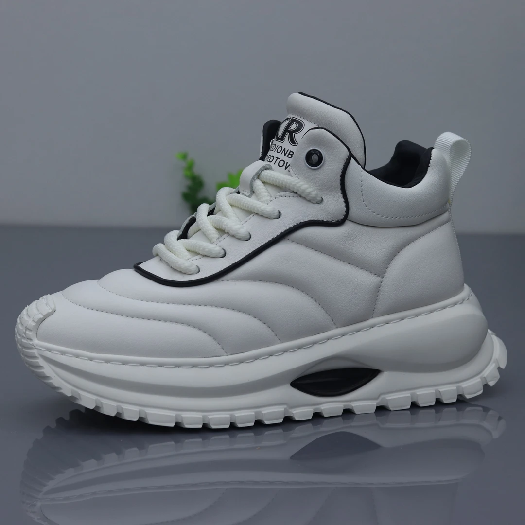 头层牛皮秋冬新款秋季真皮透气时尚气垫底休闲运动鞋厚底男鞋潮鞋