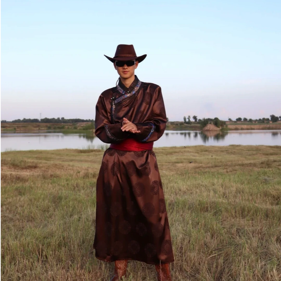 缎面提花新式男士袍子四季款舒适家居服