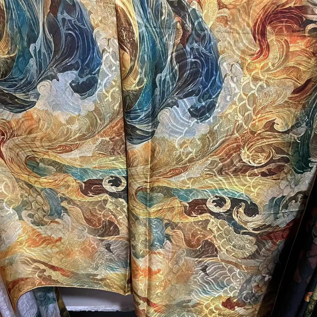 【敦煌壁画】新中式龙鳞纹140*140网红时尚休闲百搭新中式丝巾披肩