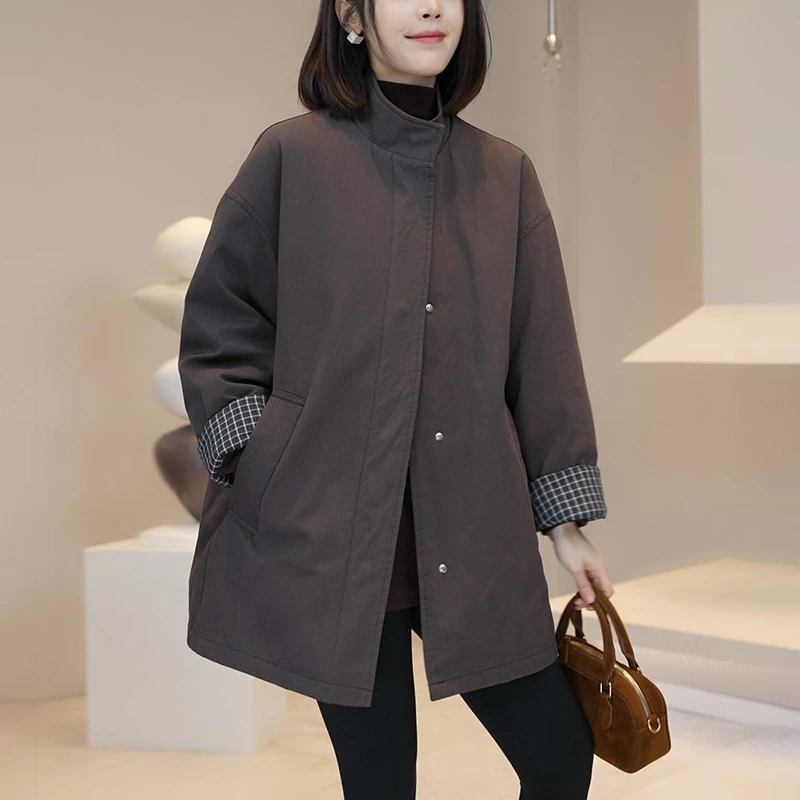 秋冬洋气宽松显瘦遮肉保暖夹棉外套设计感时尚小众减龄百搭棉服女