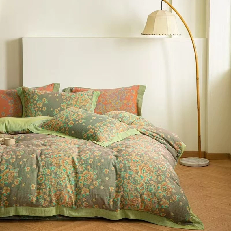 1.2+1.5米秋冬纯棉双层纱被子2斤左右（春意牡丹）