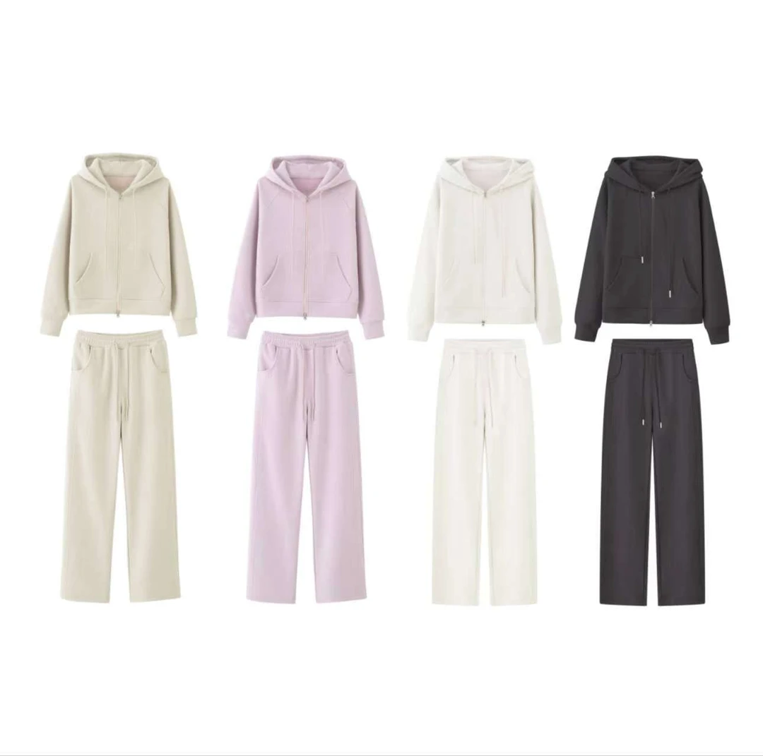 24款秋季新款长袖休闲百搭连帽宽松纯色外穿显瘦时尚两件套