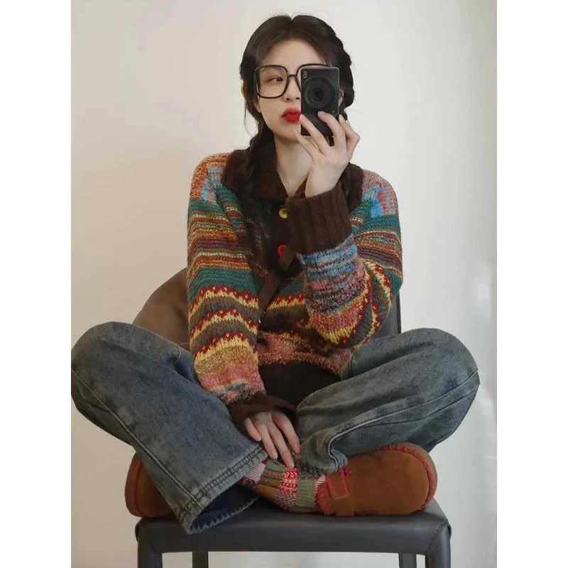 【On Moon精选】费尔岛高领毛衣彩色段染每一件不同色软糯上衣