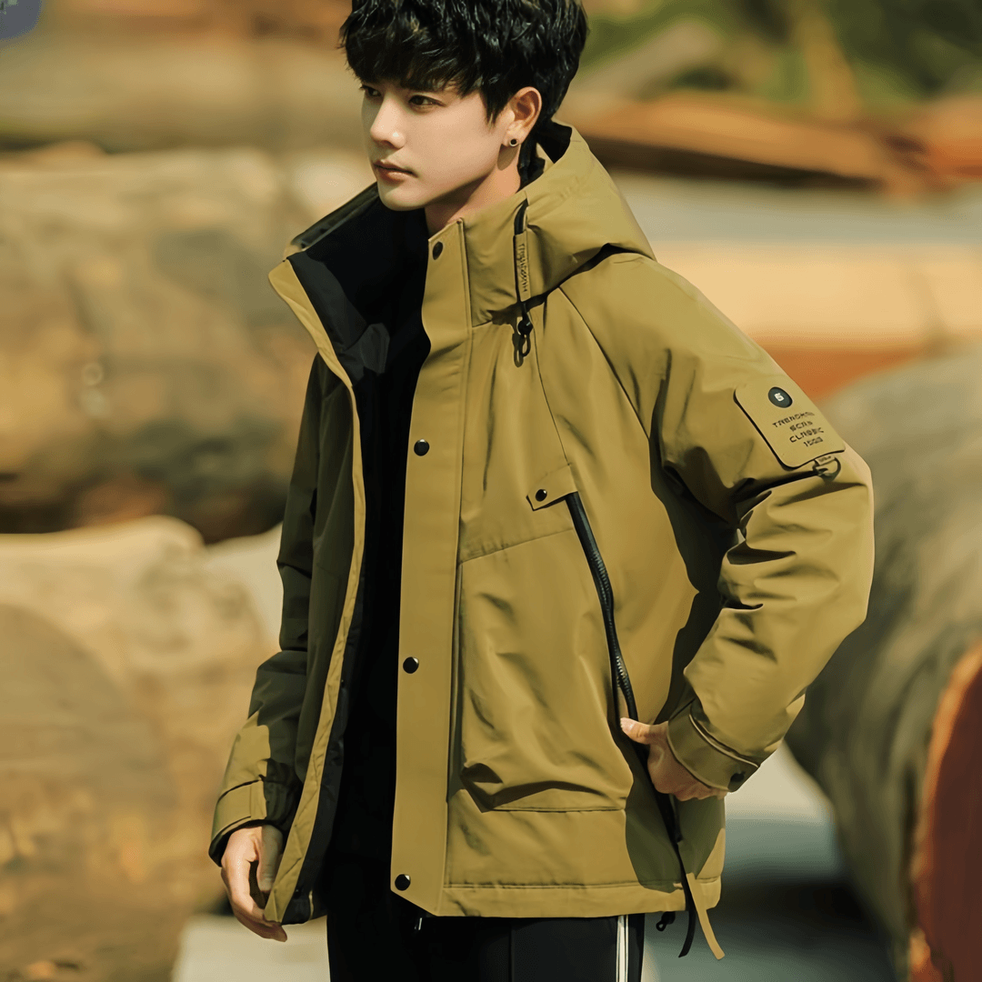 连帽男外套三防时尚户外2023春季透气保暖防寒服潮牌痞帅高级