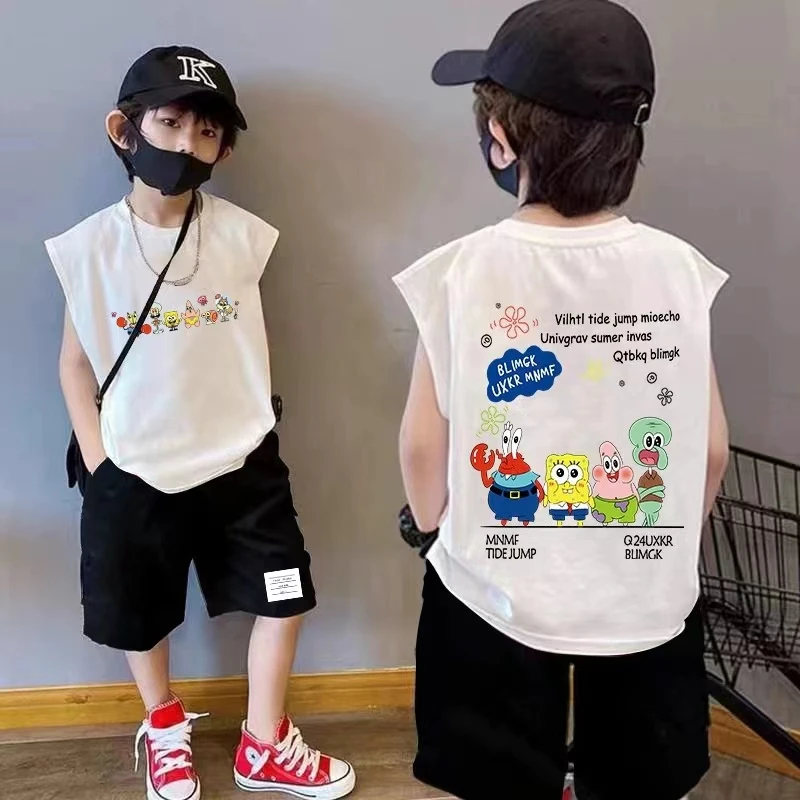 夏季纯棉潮款童装夏男童背心新款潮流帅气无袖t恤宝宝坎肩体恤薄t