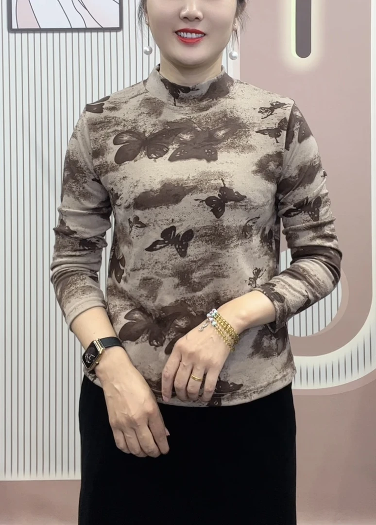 2024秋季新款长袖打底衫半高领上衣洋气时尚款119