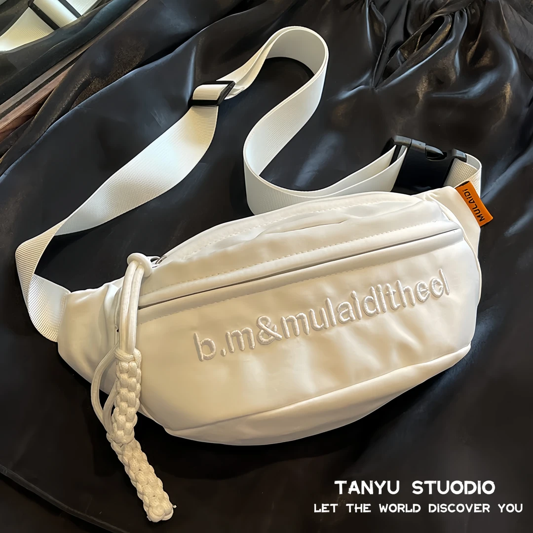 探屿尼龙运动骑行胸包女2025新款腰包女式潮小众单肩包男款小挎包