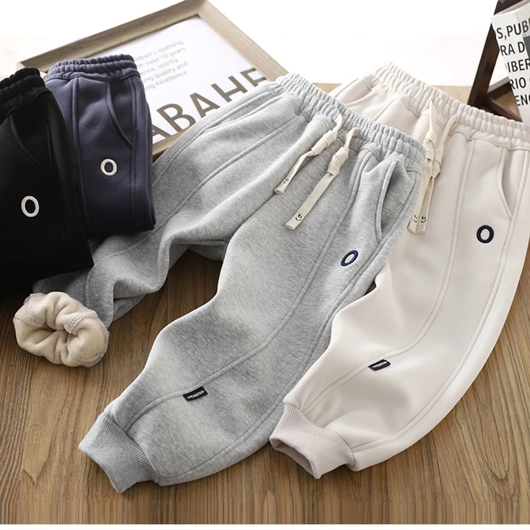 男童加绒运动裤秋冬装2024新款儿童一体绒加厚保暖裤男孩冬季裤子