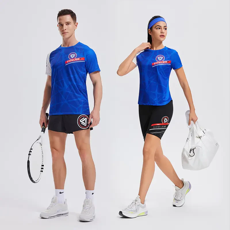 【男女同款】夏季女士黑色印花圆领短袖健身户外休闲透气吸汗凉爽