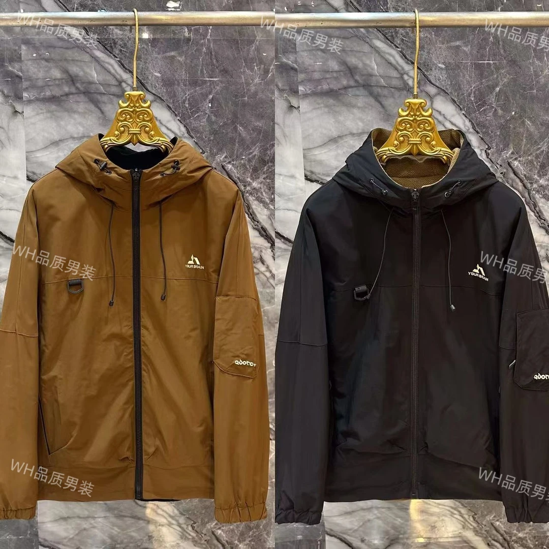 双面冲锋衣【内里法罗绒】机车修身防风棉衣9909