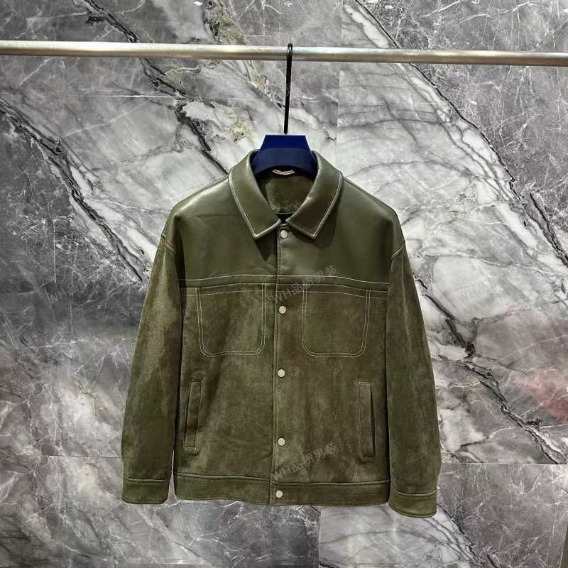 秋季新款简单净版皮夹克23815