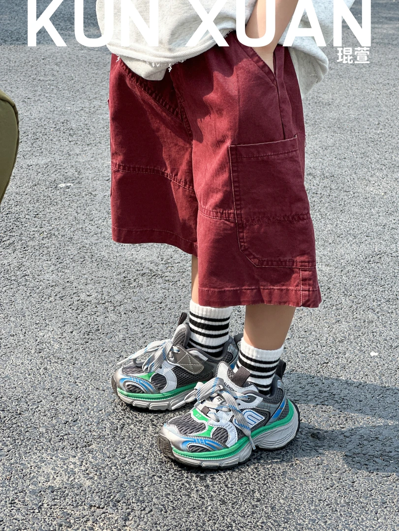 【琨萱】“差不多先生”夏款儿童韩版纯色百搭工装休闲短裤SU57S023