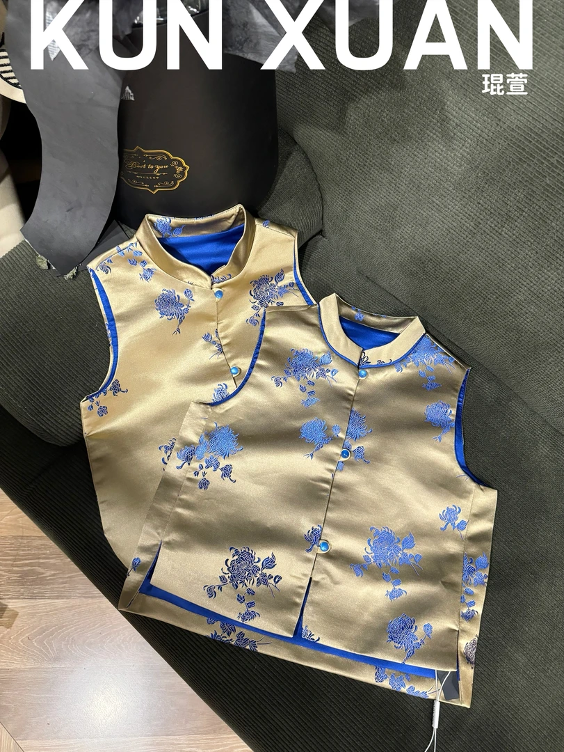 【琨萱】“南风”春秋款男童新中式国风织锦缎小众高定马甲 AU57S009