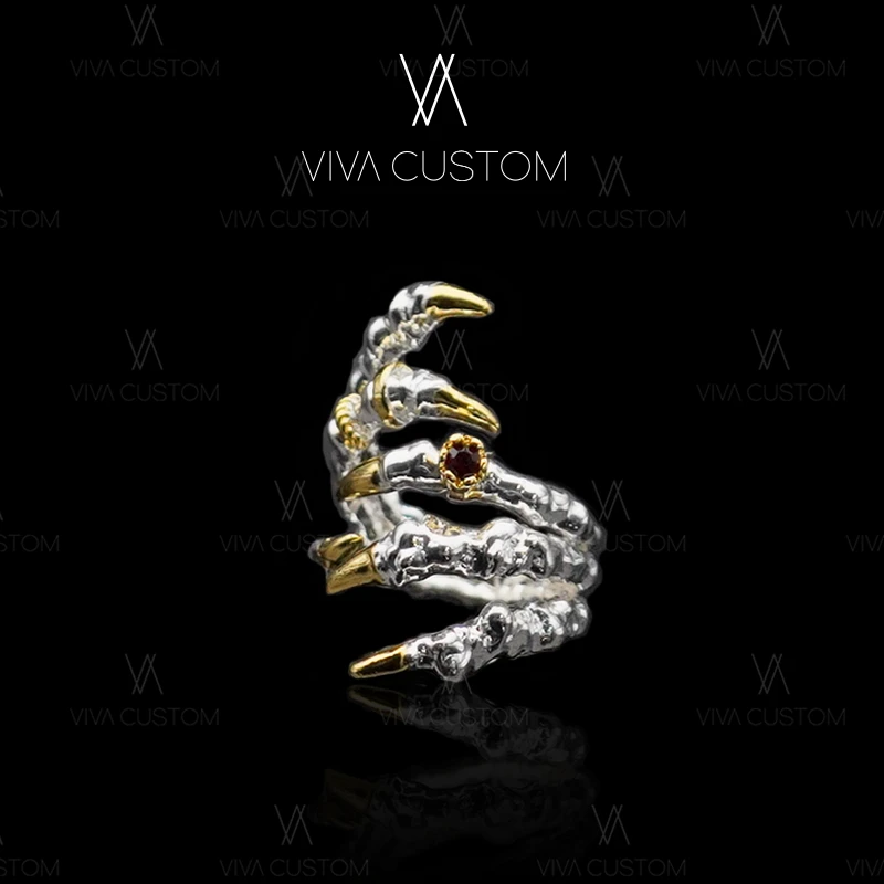 合金合成锆石戒指 （精工系列）欧美个性星体熔岩爪开口戒指