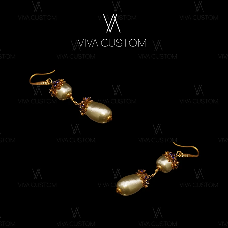 铜合金耳饰 （珠华旧梦系列）时尚优雅设计感镶嵌小花气质耳饰