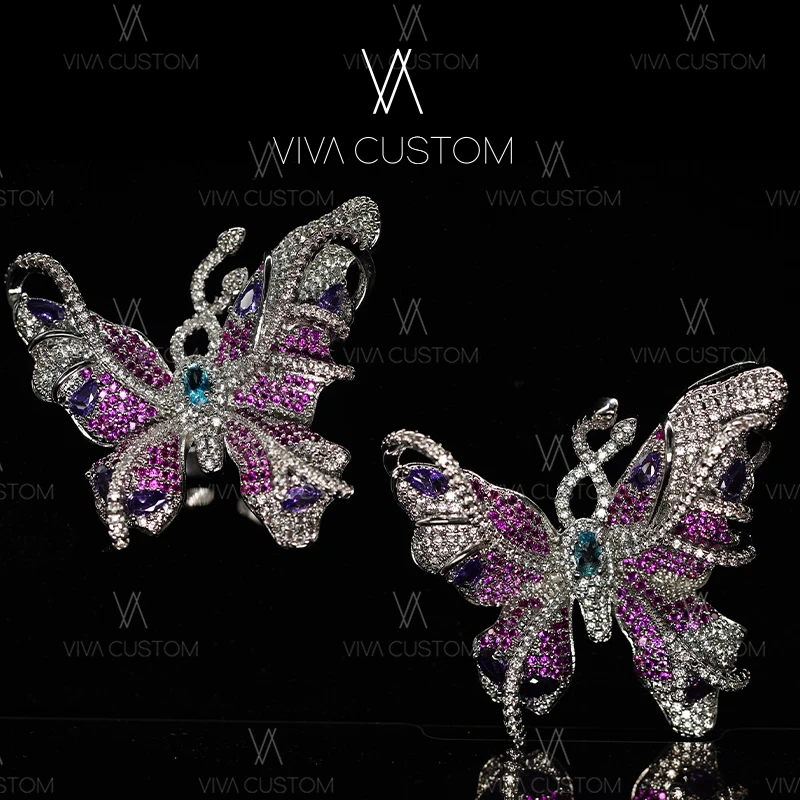 925银合成锆石手链 (动物系列)高级感梦幻蝴蝶套装*