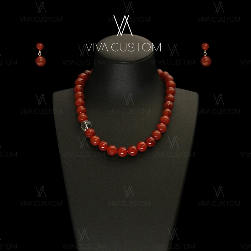 时尚精致气质优雅温柔红霞珠套装}