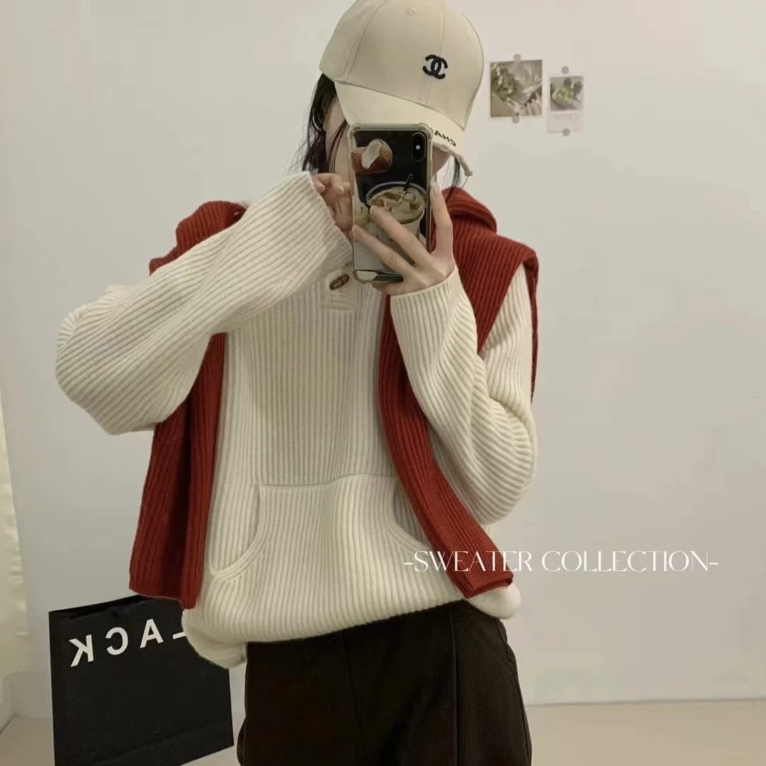 【BALANCN】秋冬新款韩版宽松百搭软糯舒适连帽羊毛衫女BL1269