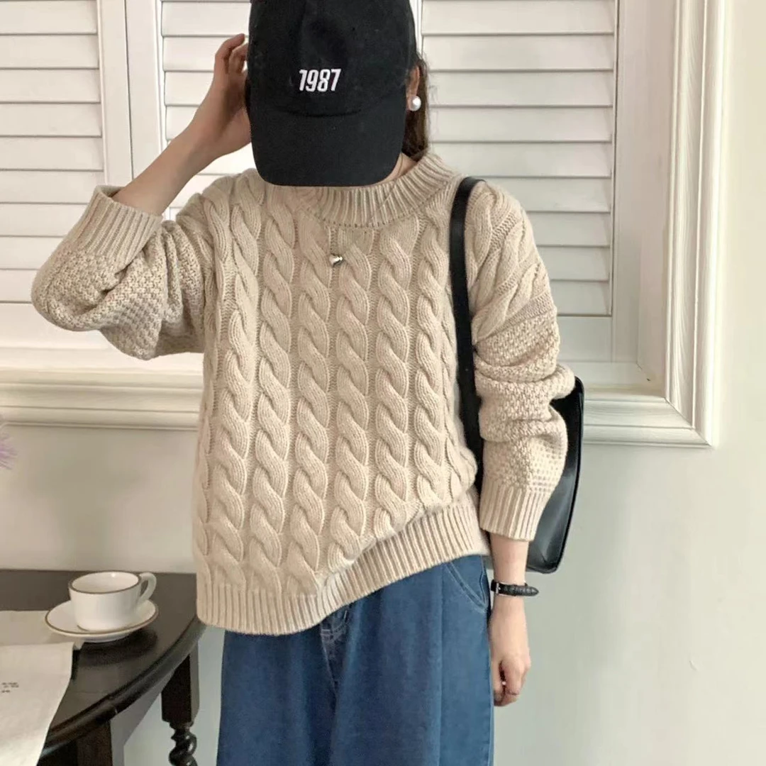 【BALANCN】新款韩版重工绞花宽松百搭软糯舒适羊毛衫女BL8708