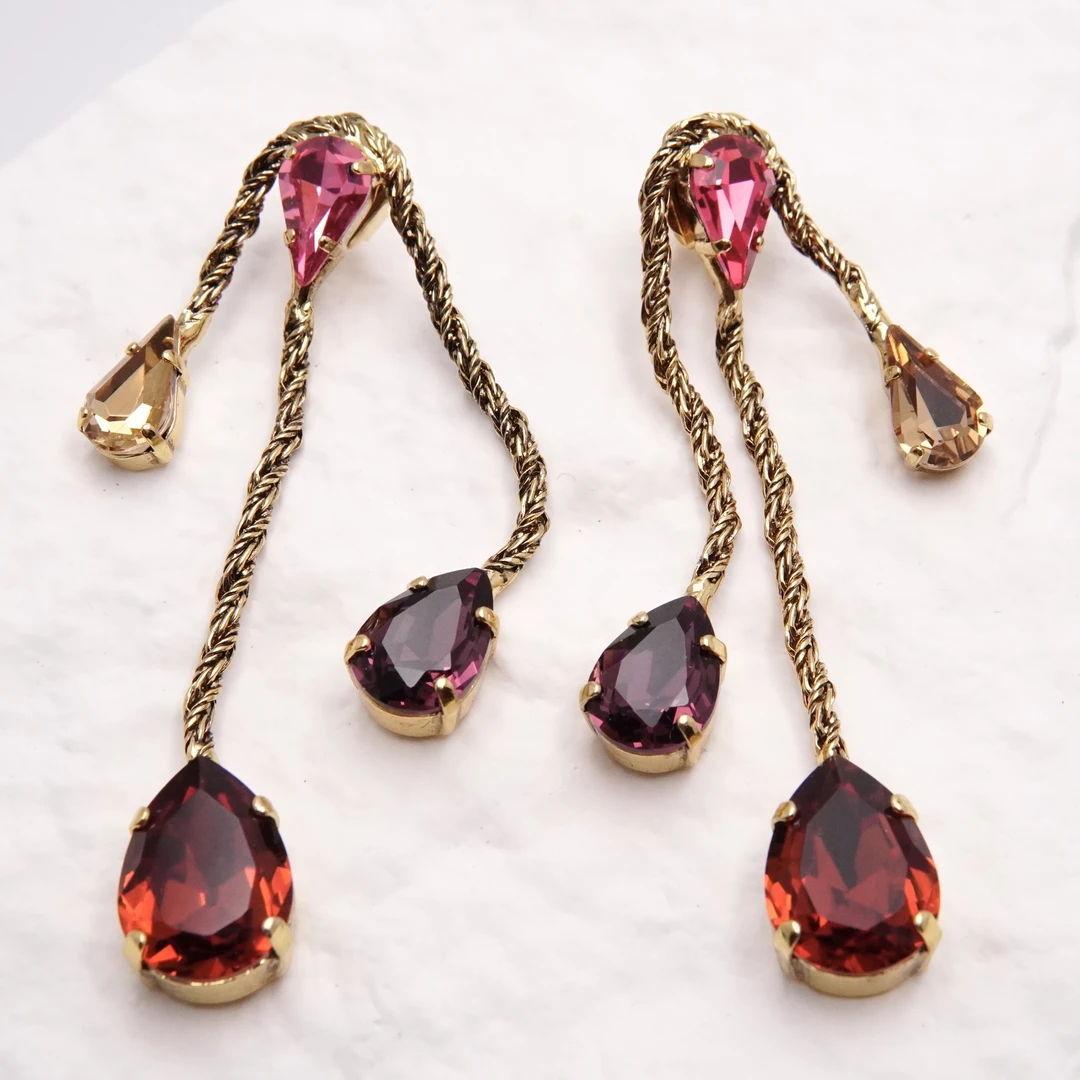 铜合金合成锆石耳饰 翡冷萃耳饰 佛罗伦萨手工 重工编织耳钉 K241