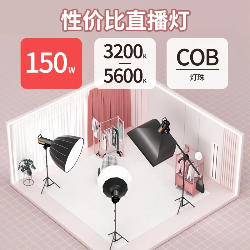 森迪威150W直播补光灯方形深抛柔光专业拍照摄影灯升级调光高亮度