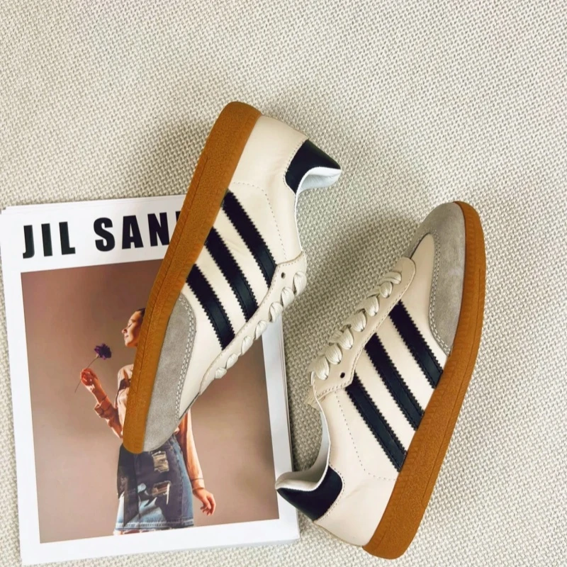 【平底三杠岩石灰】莞产高货 真皮女鞋 淸货