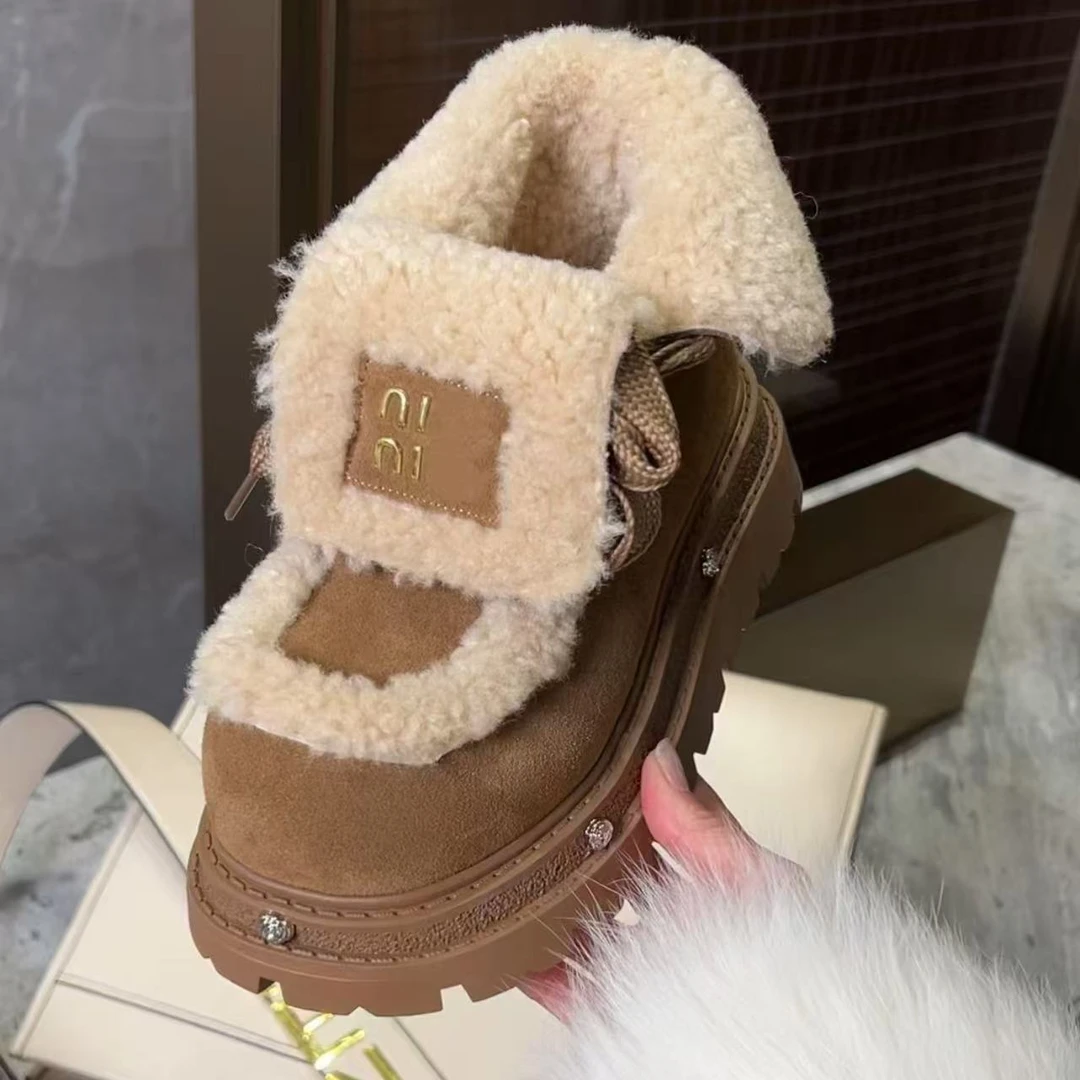 付小付家秋冬雪地靴新款厚底带时尚韩版靴子女款