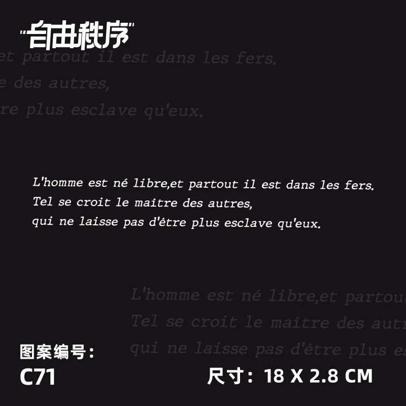 C71-生而自由 法文草本果汁纹身贴女男防水不反光持久纹身图案