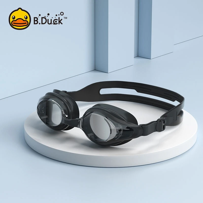 B.Duck泳镜防水防雾高清女男潜水眼镜泳帽套装专业近视游泳装备