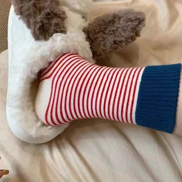 “摩登条纹袜”秋冬必备袜子女秋冬东大门保暖罗口条纹袜女袜YY