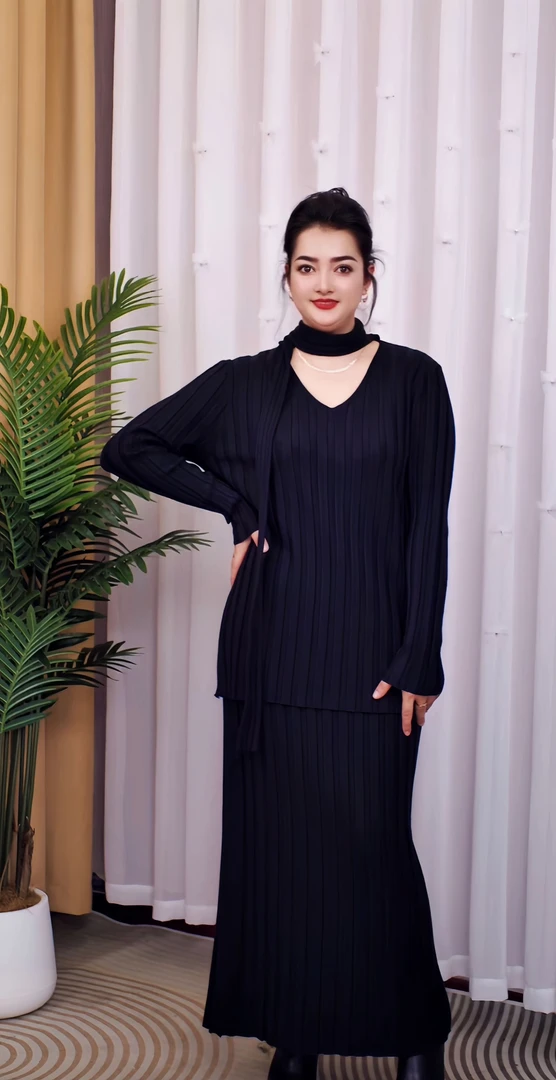 2024新款大码针织毛衣套装两件套冬季保暖女装时尚气质百搭长袖