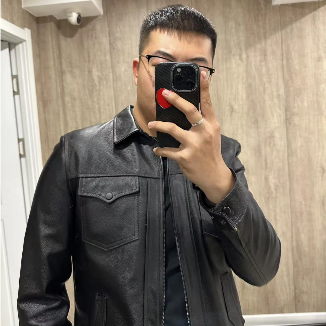 (峰哥专属)真·牛皮!男士翻领皮夹克