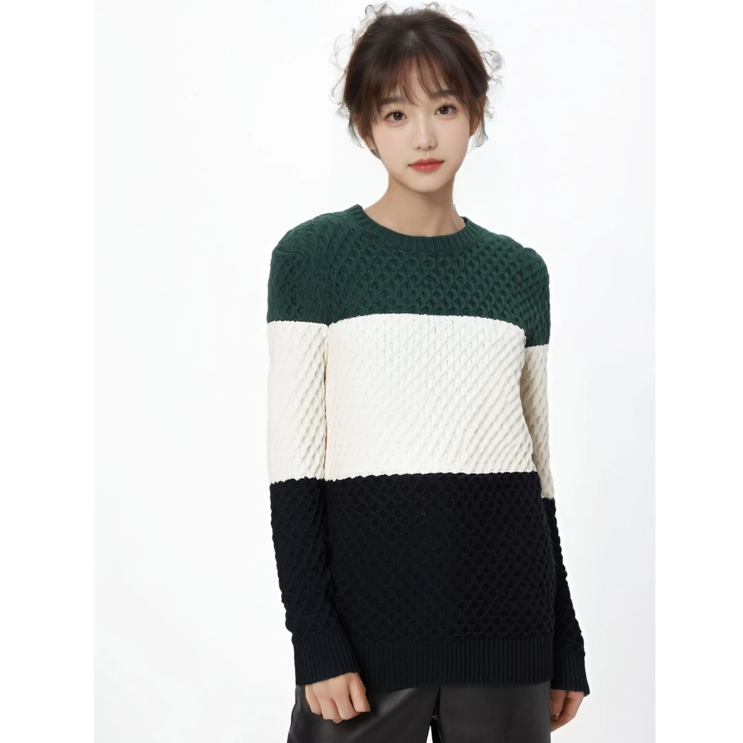 春5VB6659#毛衣冬季圆领厚新款棉针织衫男装潮流打底外穿上秋