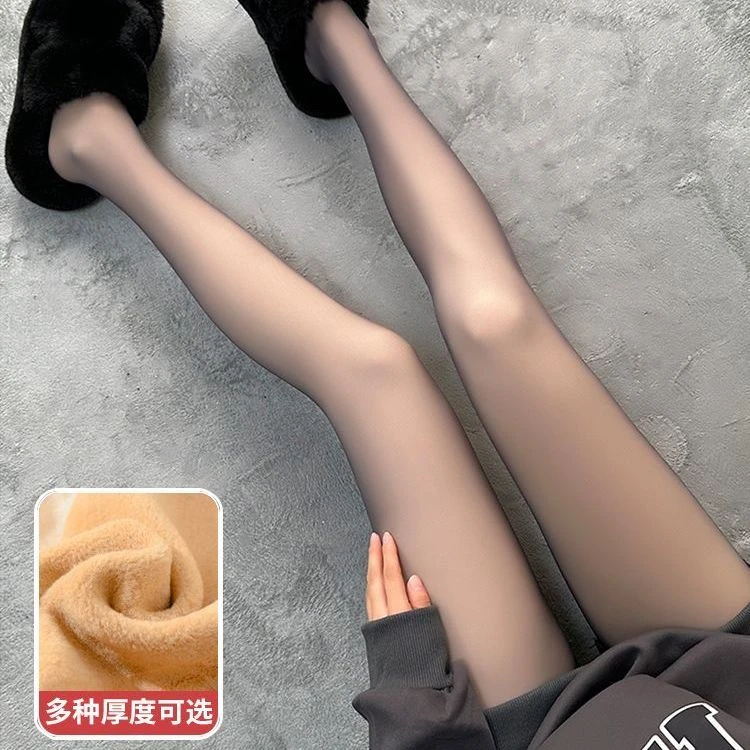 黑透肤一体假透肉打底连裤袜加绒黑色丝袜光腿神器女秋冬裸感加厚