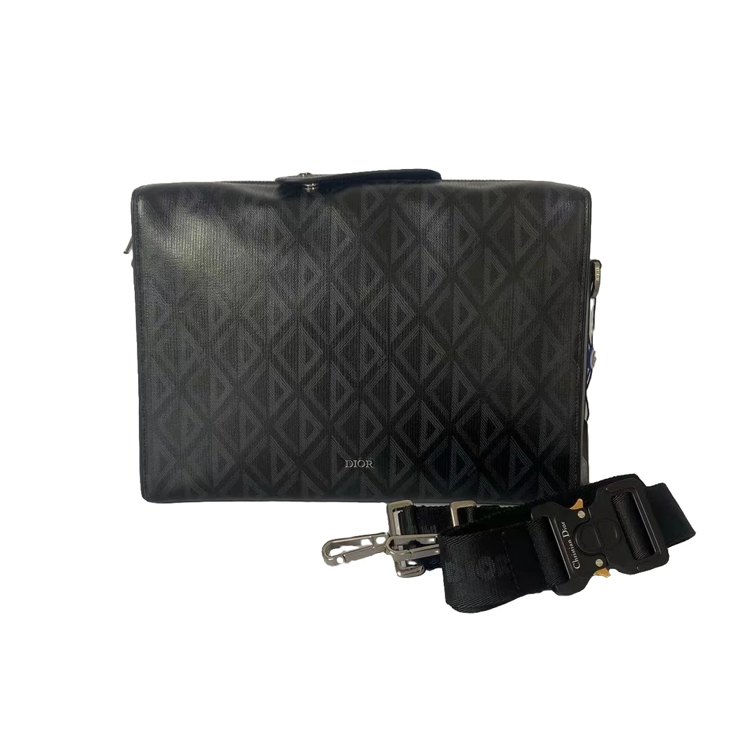 99新 DIOR/迪奥 23新款 黑色 菱格 大号 单肩斜挎包 材质PVC31/22