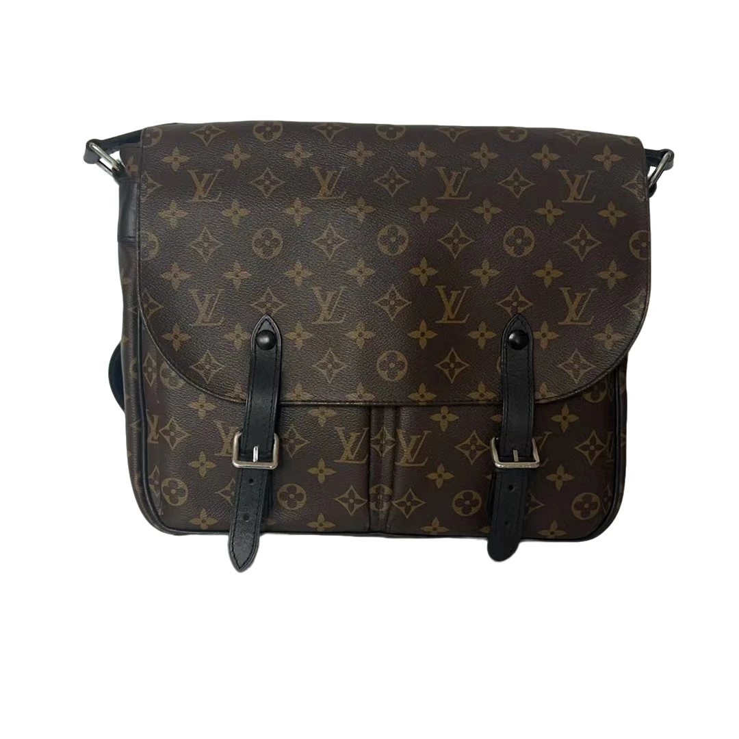 95新 LouisVuitton/路易威登 v///经典粽老花双扣邮差包(666360)