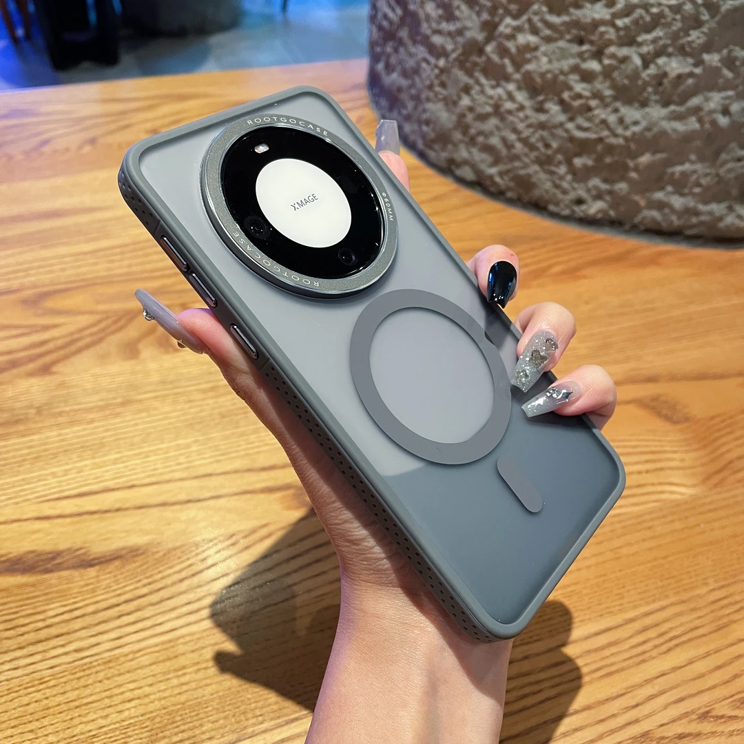 肤感华为Mate60 pro手机壳磁吸磨砂防滑边高级感防摔超薄保护硬壳