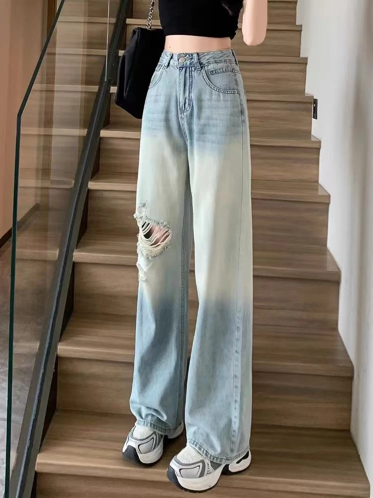 【蕙子严选】CC 6079新款时尚百搭破洞牛仔裤