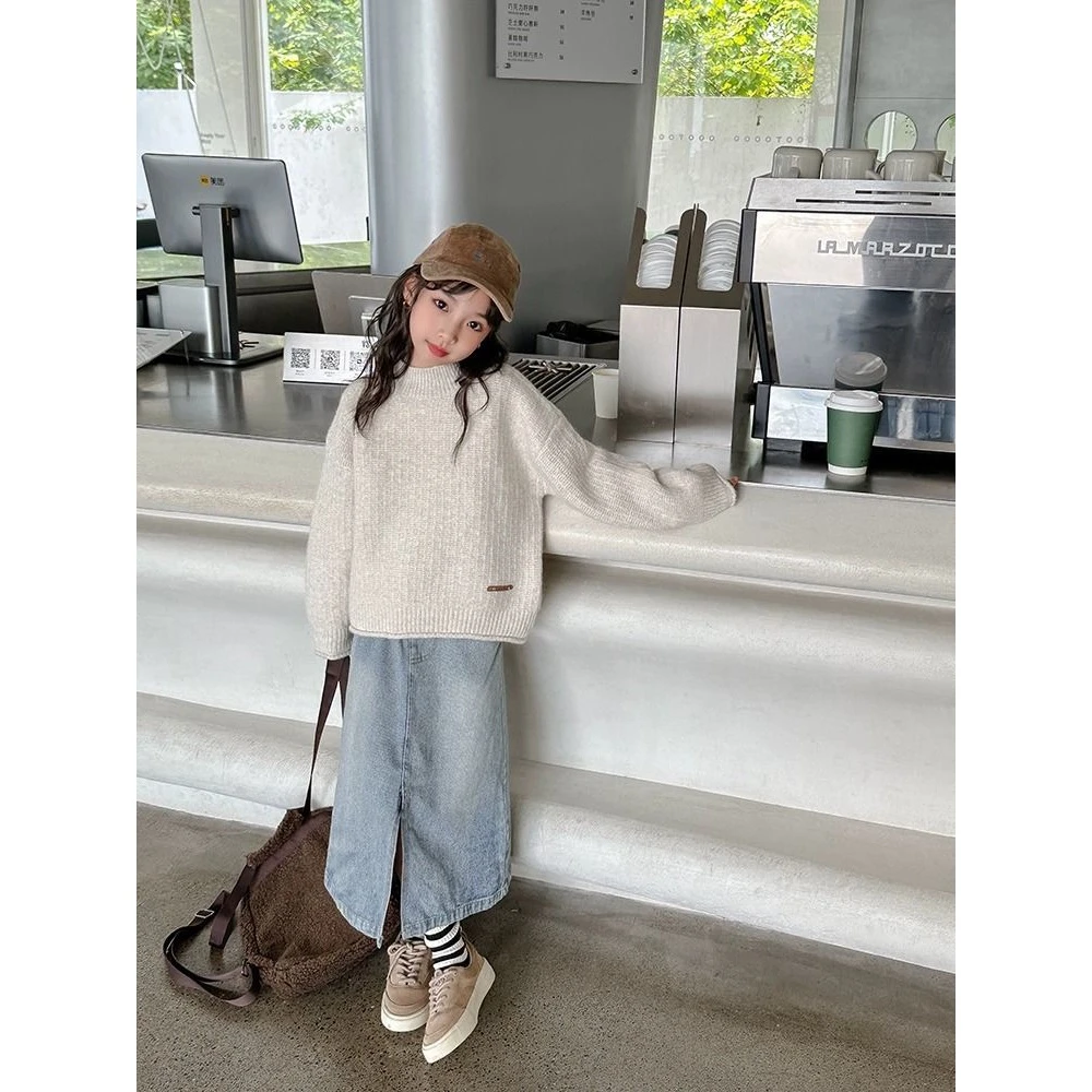 女童毛衣新款秋冬季大童针织套头百搭毛线女孩儿童加厚打底衫春秋