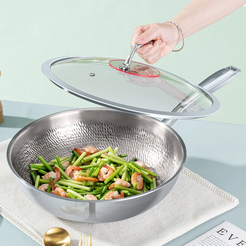 Debo德铂高颜值钢铝钛炒锅不粘耐磨炒菜锅32CM