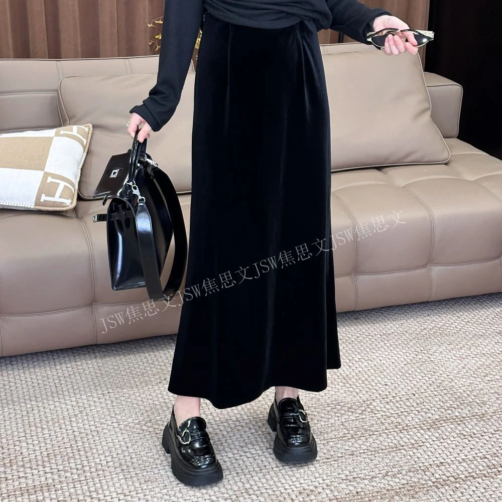 福利款 秋季时尚休闲百搭修身丝绒半身裙YL2409142