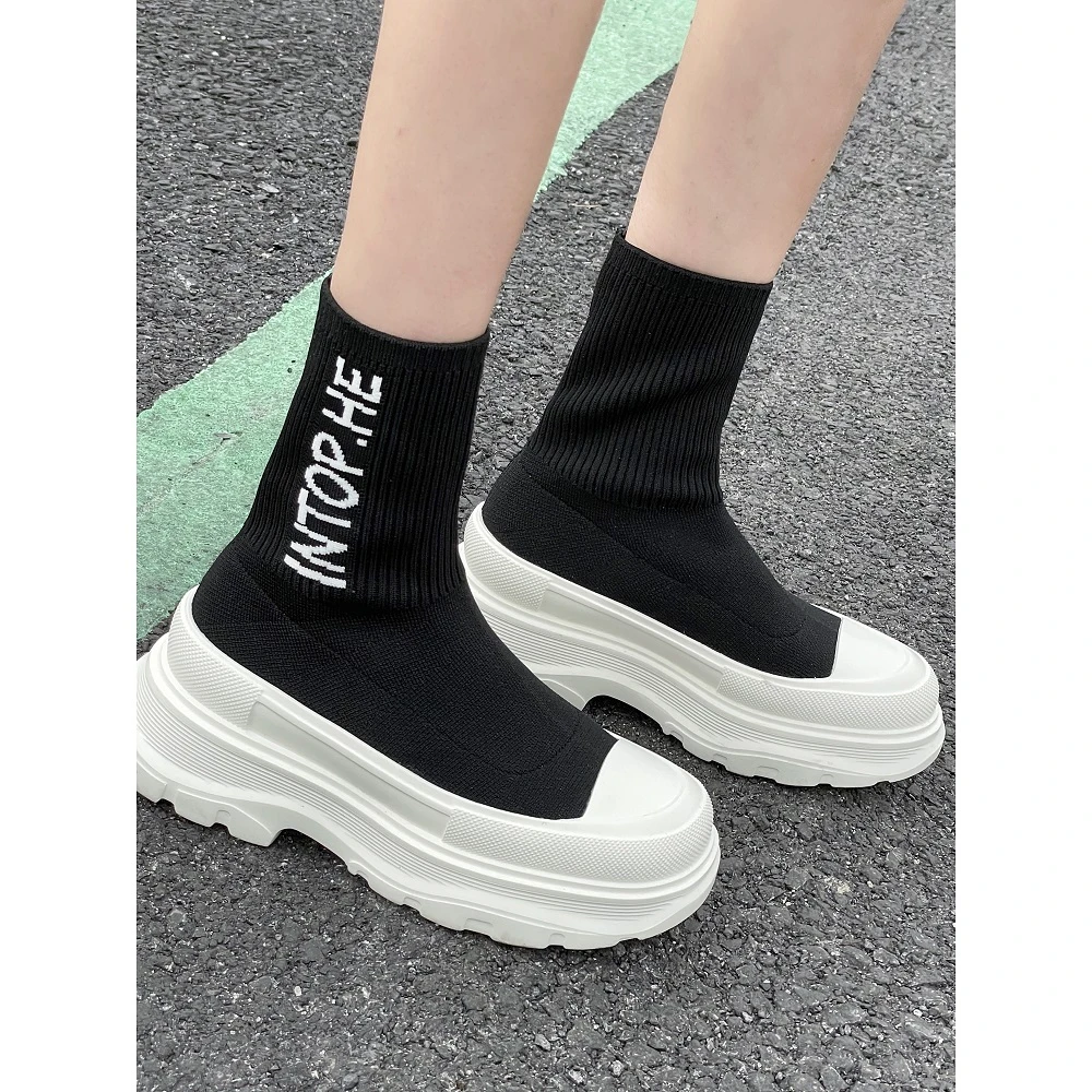 福利款 字母厚底增高针织弹力袜子鞋J8888718