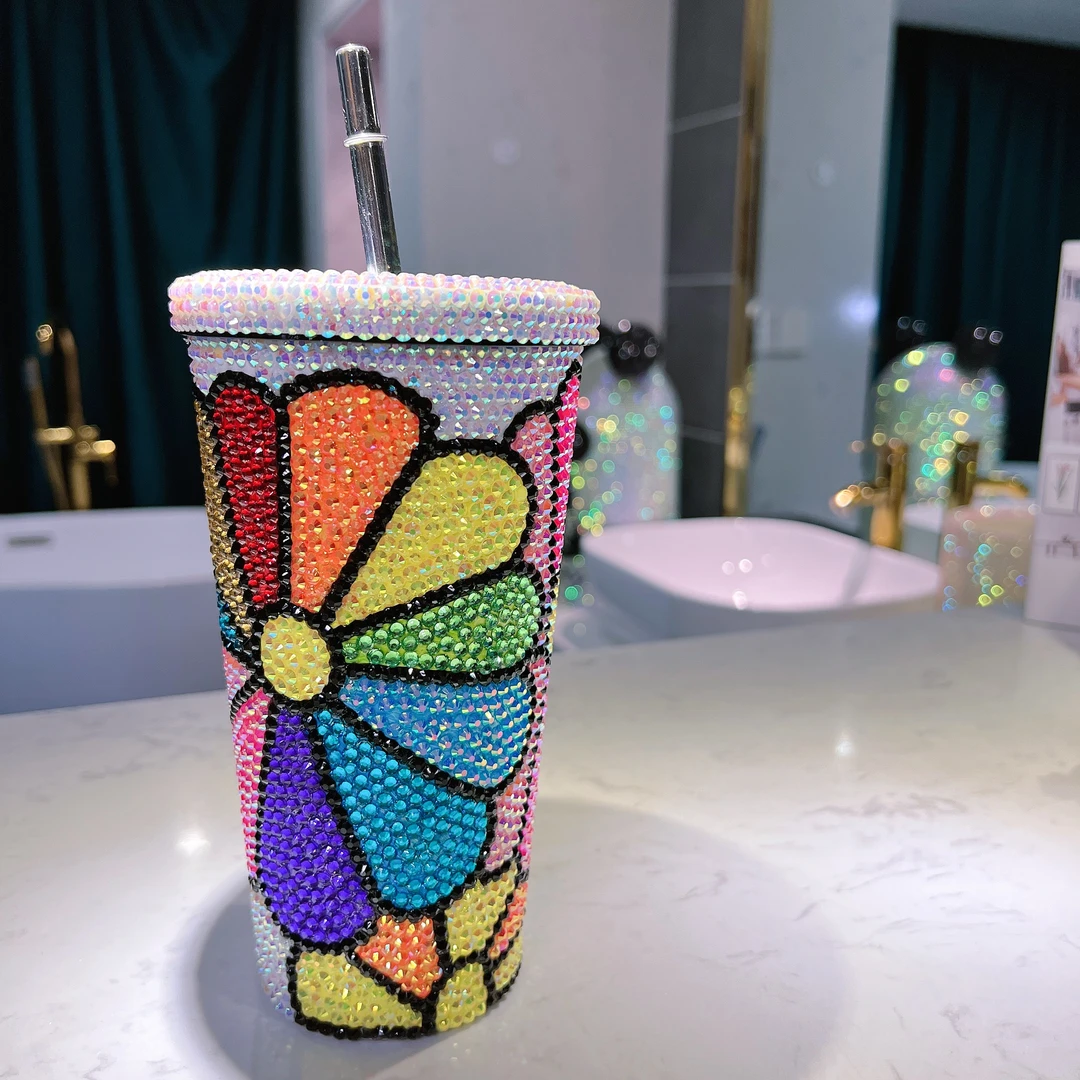 太阳花满钻超炫保温杯