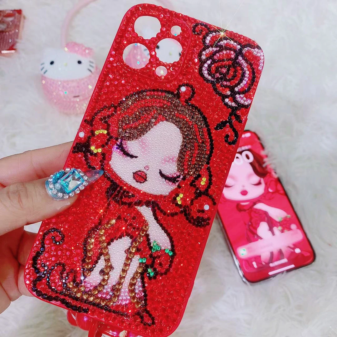 高端轻奢进口水晶满钻原创手工粘贴手机保护壳