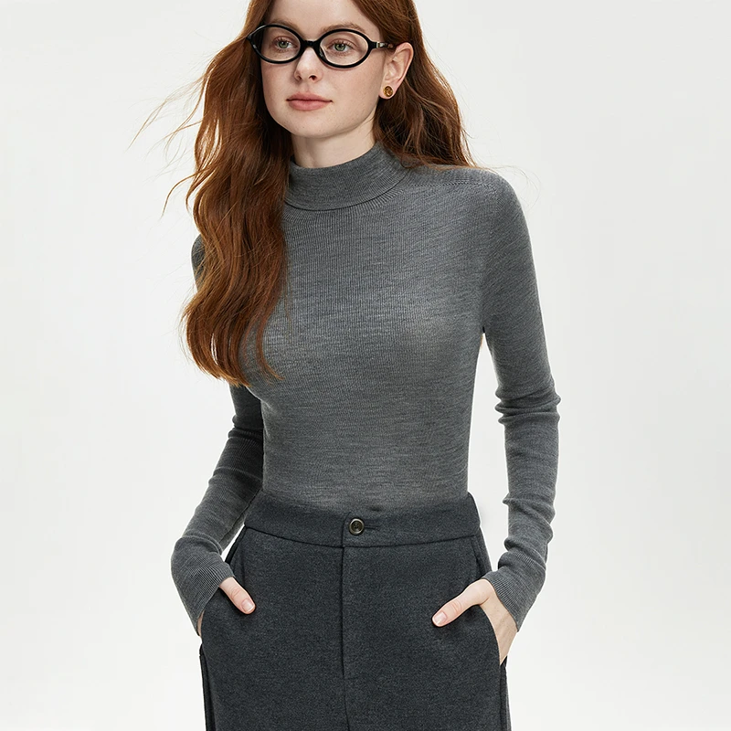 范思蓝恩可机全羊毛秋冬半高领百搭针织衫毛衣24FS14114/14115