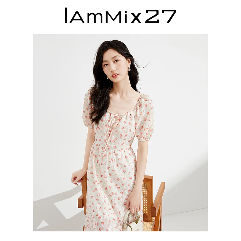 Iammix27专供灯笼袖连衣裙Z3B9017裙子
